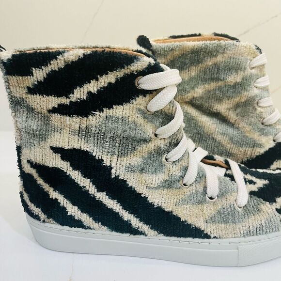 Elysian Silk Velvet Ice Blue Chevon High Tops - Picture 2 of 14